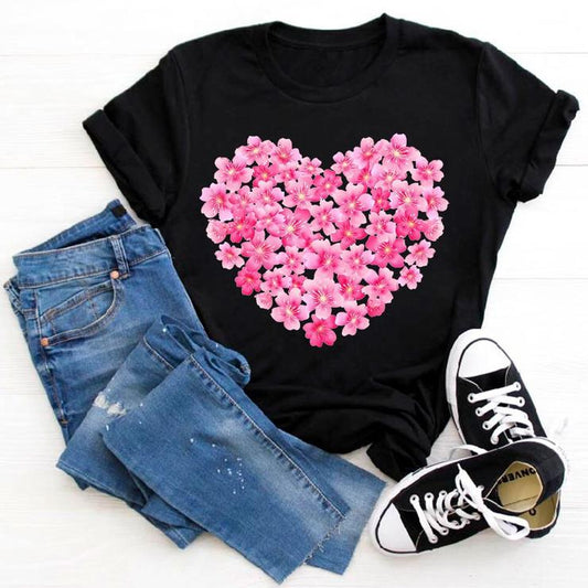 Tricou Negru Pink Heart (6709137113272)