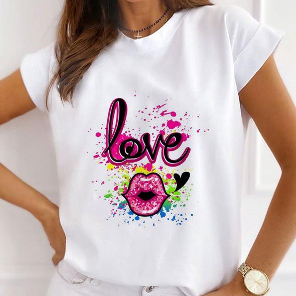 Tricou Pink Love And Lips (6709155889336)