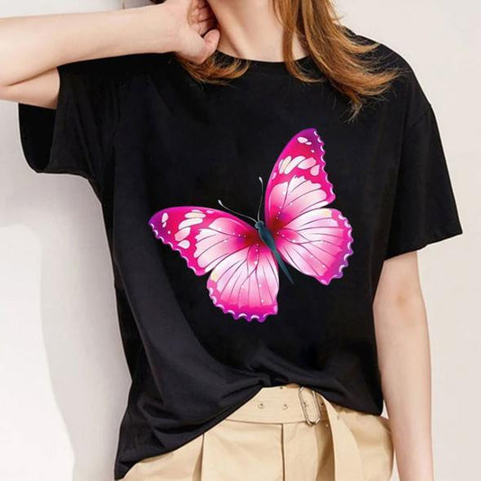 Tricou Negru Fluture Mare (6893578715320)