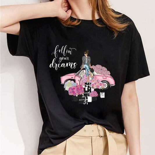 Tricou Negru Follow Your Dreams (6708265058488)
