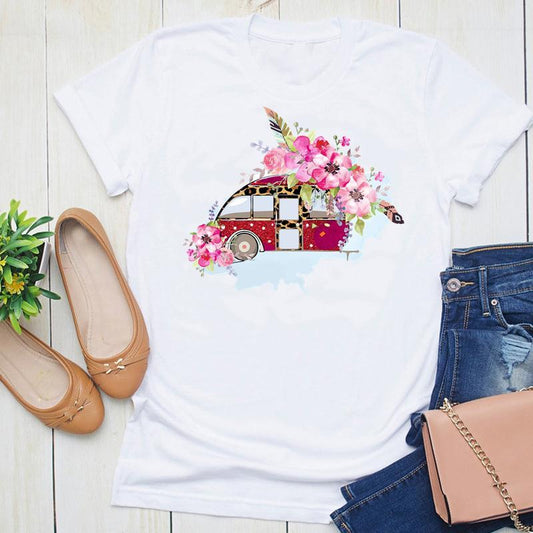 Tricou Caravana cu Flori (6895367192760)
