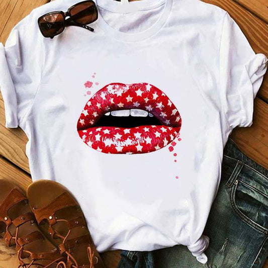 Tricou Red Stars Lips (6708274299064)