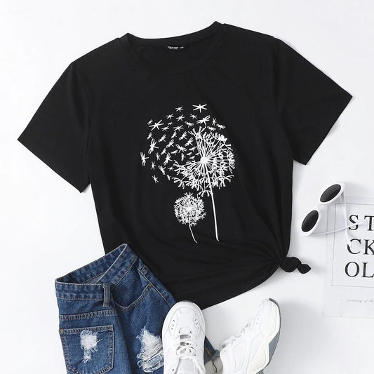 Tricou Negru 2 Flowers (6893154369720)