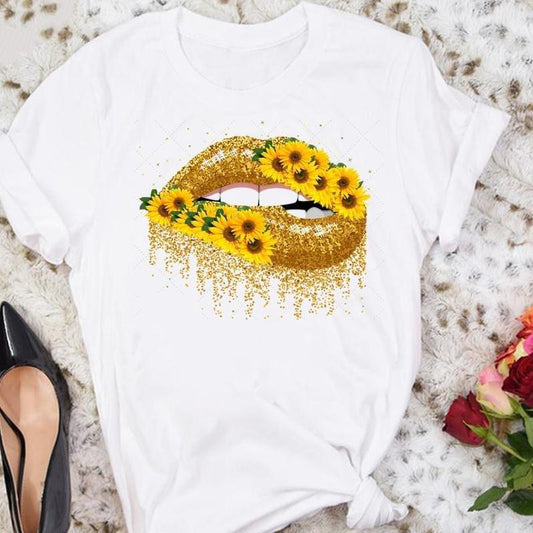 Tricou Yellow Flower Lips (6894822621368)