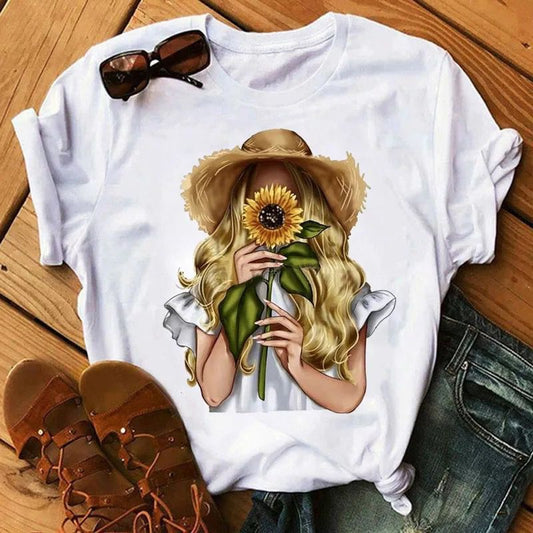 Tricou Yellow Flower Blondie Girl (7679473975514)