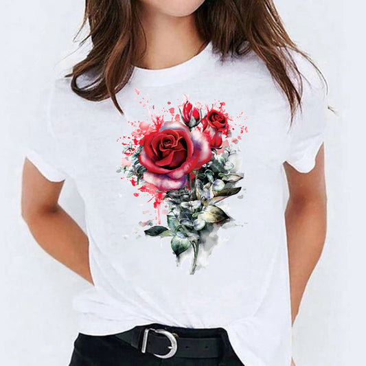 Tricou 2 Red Flowers 2 (6699068424376)