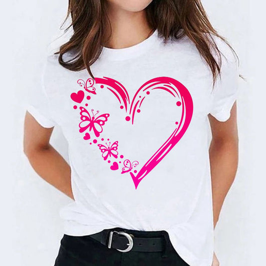 Tricou dama din bumbac 100% Inima Roz