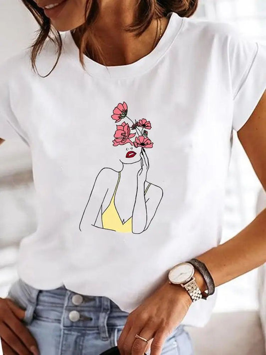 Tricou dama din bumbac 100% Nice Pink Flowers