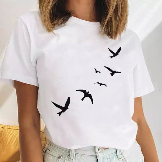 Tricou dama din bumbac 100% 6 Black Butterflies