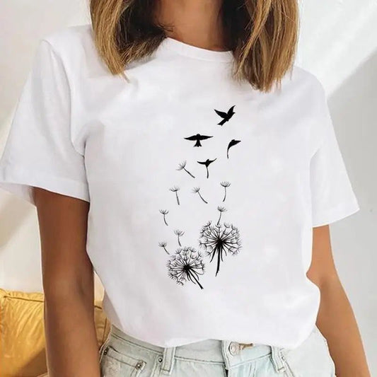 Tricou dama din bumbac 100% 3 Black Flowers