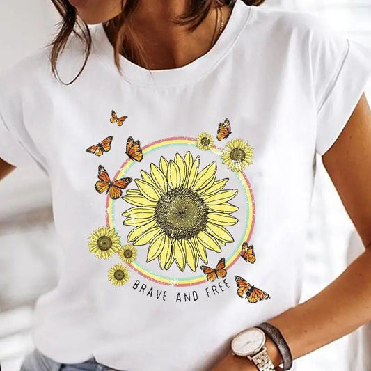 Tricou dama din bumbac 100% Brave and Free