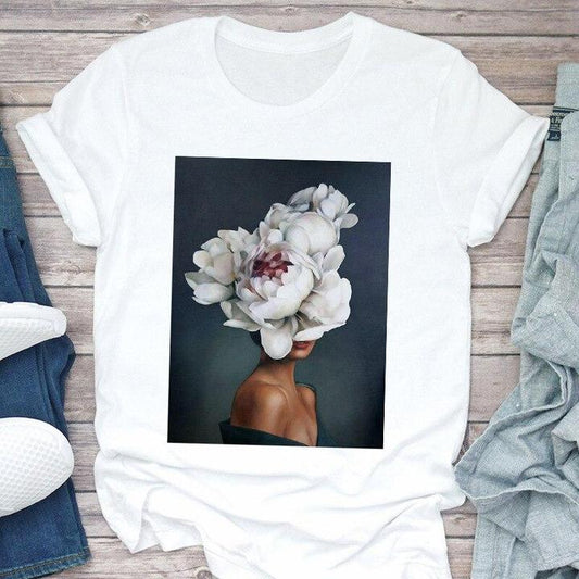 Tricou Big White Flower (6871341891768)